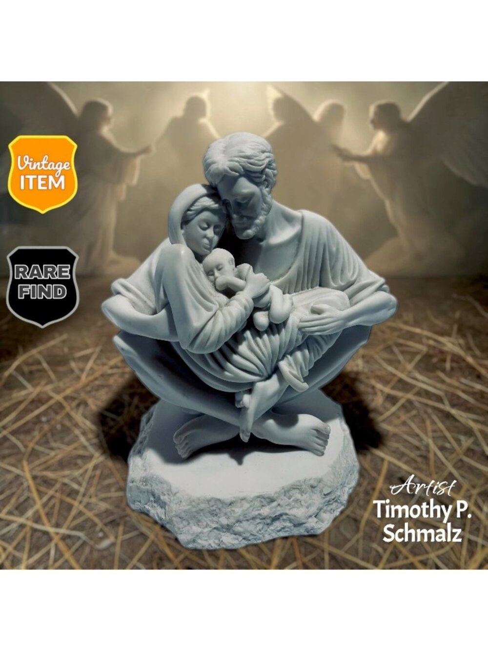 Vintage A Quiet Moment Holy Family Nativity Scene Statue By Timothy P Schmalz.